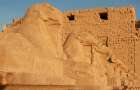Africa, Egypt, Luxor. Close view of the Valley of the Kings statues at sunrise. Art Print